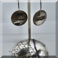 J064. Silver disc drop earrings and disc pin. Signed. - $48 